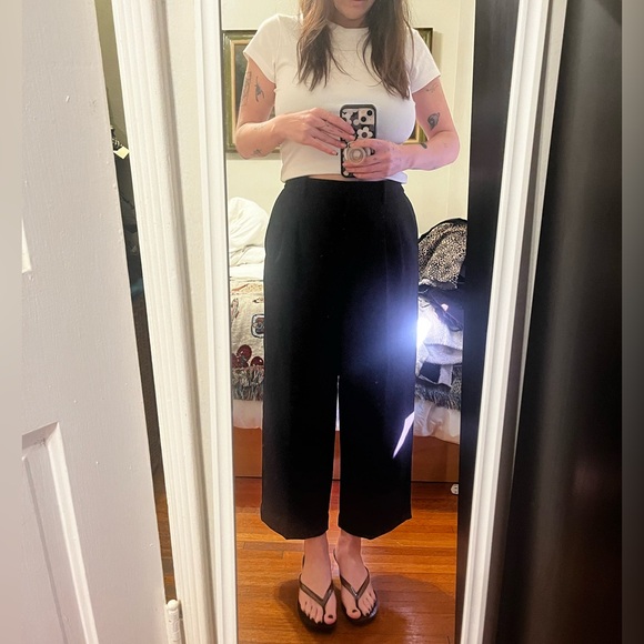 Aritzia Wilfred Cropped Black Effortless Wide Leg Pants - Picture 7 of 7